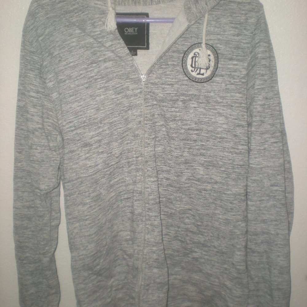OBEY PROPAGANDA   Brand   Light  Jacket Hoody   Marble Gray  Size L Sweatshirt